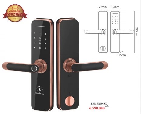 Kh&oacute;a v&acirc;n tay th&ocirc;ng minh KL-668 RED BRONZE