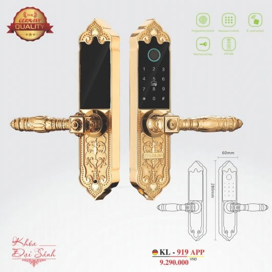 Kh&oacute;a v&acirc;n tay th&ocirc;ng minh t&acirc;n cổ điển KL-919